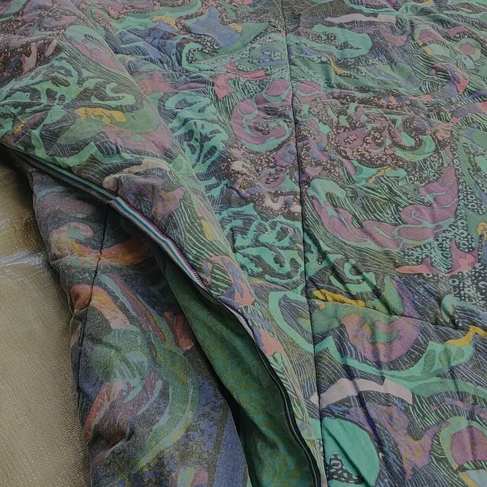 Bill Blass For Springmaid Full Bedspread Vintage 80-90s Marbled Jewel Comforter